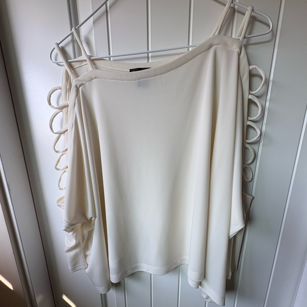 Small Chic Cream Women's Blouse with Unique Sleeve Design